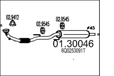 Предглушитель выхлопных газов MTS 01.30046