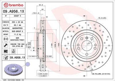 Тормозной диск BREMBO 09.A956.1X