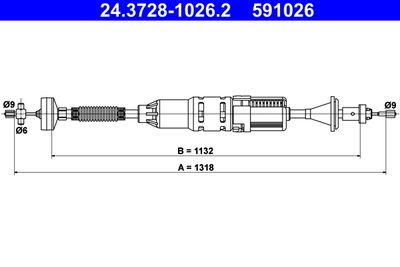 Трос, управление сцеплением ATE 24.3728-1026.2