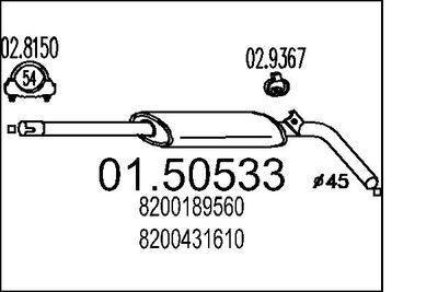 Vidējais izpl. gāzu trokšņa slāpētājs MTS 01.50533