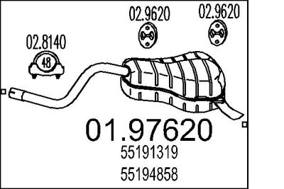 Глушитель выхлопных газов конечный MTS 01.97620