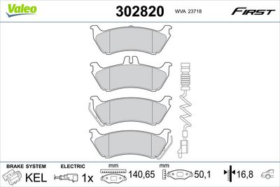 Bremžu uzliku kompl., Disku bremzes VALEO 302820
