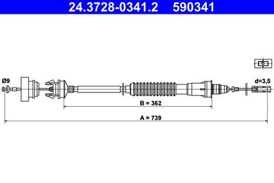 Трос, управление сцеплением ATE 24.3728-0341.2
