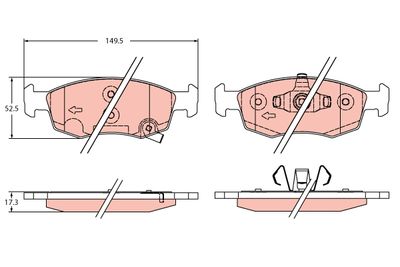 Bremžu uzliku kompl., Disku bremzes TRW GDB2350