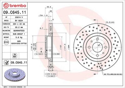 Тормозной диск BREMBO 09.C645.11