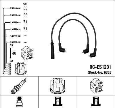 NGK 0355 Augstsprieguma vadu komplekts