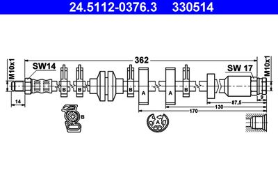 Bremžu šļūtene ATE 24.5112-0376.3