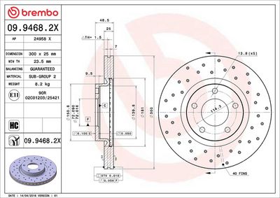 Bremžu diski BREMBO 09.9468.2X