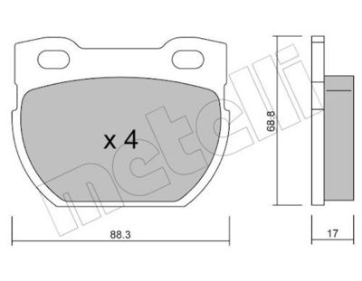 Bremžu uzliku kompl., Disku bremzes METELLI 22-0354-1