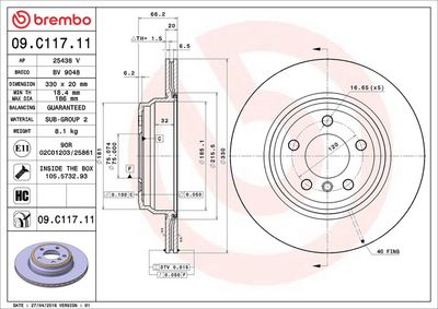 Bremžu diski BREMBO 09.C117.11