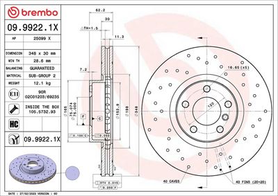 Тормозной диск BREMBO 09.9922.1X