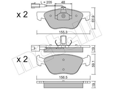 Bremžu uzliku kompl., Disku bremzes METELLI 22-0083-0