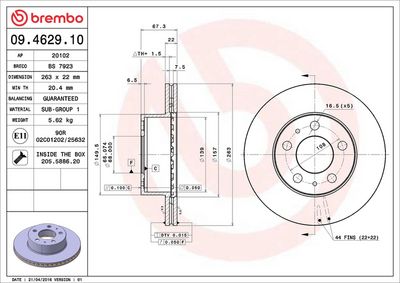 Тормозной диск BREMBO 09.4629.10