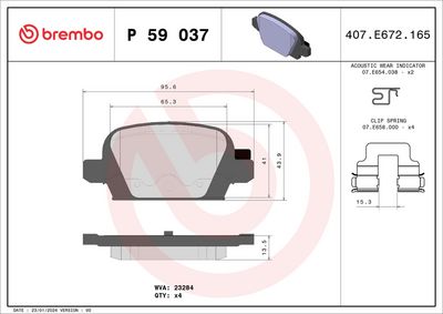 Bremžu uzliku kompl., Disku bremzes BREMBO P 59 037
