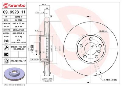 Тормозной диск BREMBO 09.9923.11