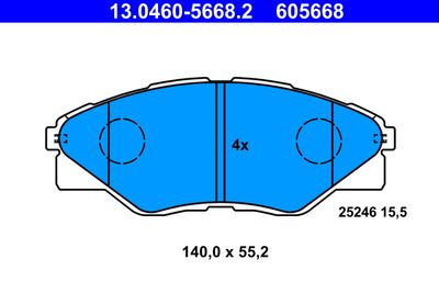 Bremžu uzliku kompl., Disku bremzes ATE 13.0460-5668.2