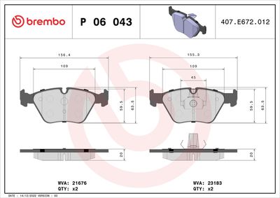 Bremžu uzliku kompl., Disku bremzes BREMBO P 06 043