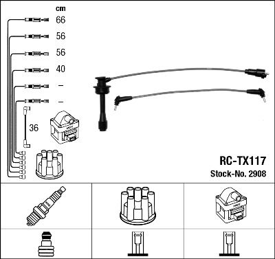 Augstsprieguma vadu komplekts NGK 2908