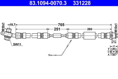 Тормозной шланг ATE 83.1094-0070.3