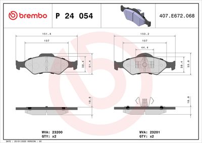 Bremžu uzliku kompl., Disku bremzes BREMBO P 24 054