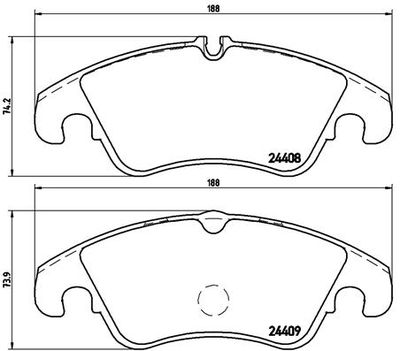 Комплект тормозных колодок, дисковый тормоз BREMBO P 24 074