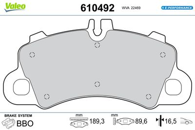 Bremžu uzliku kompl., Disku bremzes VALEO 610492