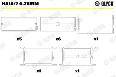 Kloķvārpstas gultnis GLYCO H818/7 0.75mm