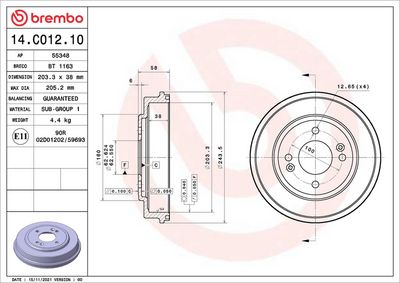 Bremžu trumulis BREMBO 14.C012.10