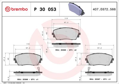 Bremžu uzliku kompl., Disku bremzes BREMBO P 30 053