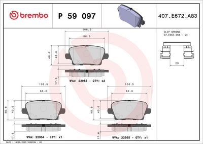 Bremžu uzliku kompl., Disku bremzes BREMBO P 59 097