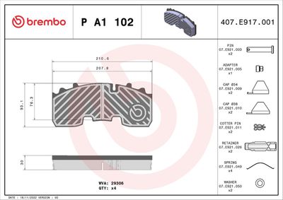 klocki ham. CV tył BPW BREMBO P A1 102