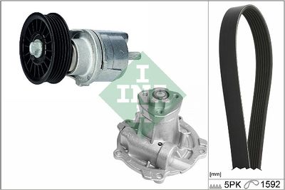 Ūdenssūknis + ķīļrievu siksnas komplekts Schaeffler INA 529 0161 31