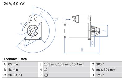Стартер BOSCH 0 986 020 170