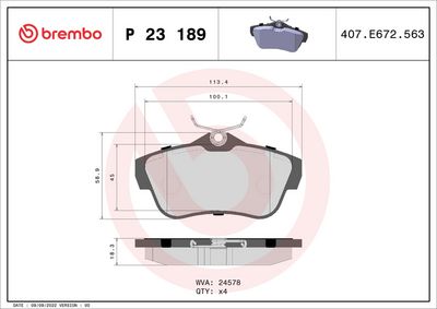 Bremžu uzliku kompl., Disku bremzes BREMBO P 23 189