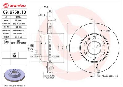 Тормозной диск BREMBO 09.9758.10