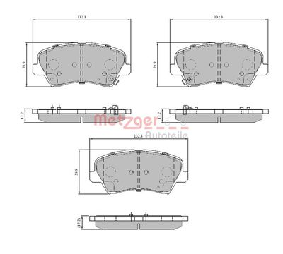 Комплект тормозных колодок, дисковый тормоз METZGER 1170817