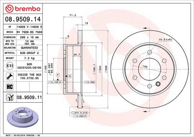 Тормозной диск BREMBO 08.9509.11