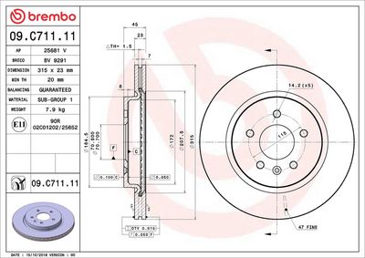 Тормозной диск BREMBO 09.C711.11
