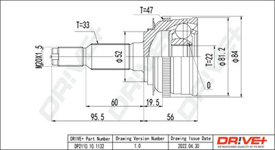 Šarnīru komplekts, Piedziņas vārpsta Dr!ve+ DP2110.10.1132