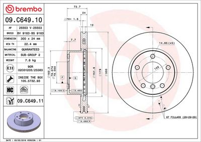 Тормозной диск BREMBO 09.C649.11