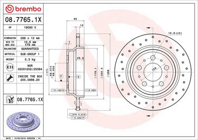 Тормозной диск BREMBO 08.7765.1X