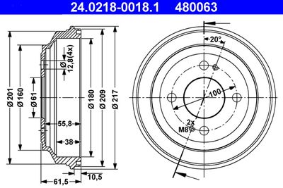 Bremžu trumulis ATE 24.0218-0018.1