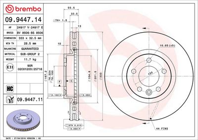 Bremžu diski BREMBO 09.9447.11