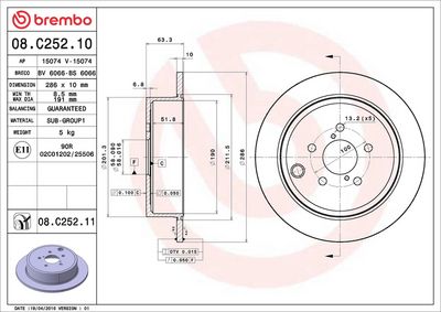 Тормозной диск BREMBO 08.C252.11