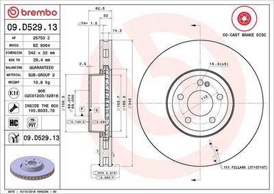 Тормозной диск BREMBO 09.D529.13