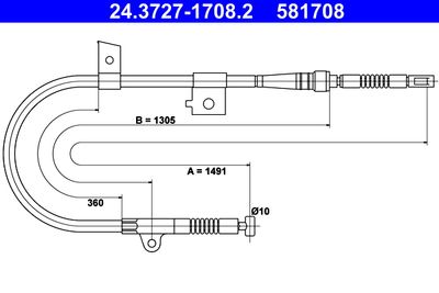 Тросик, cтояночный тормоз ATE 24.3727-1708.2