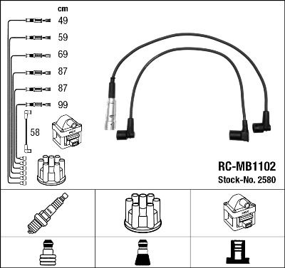 Augstsprieguma vadu komplekts NGK 2580