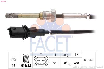 Датчик, температура выхлопных газов FACET 22.0134
