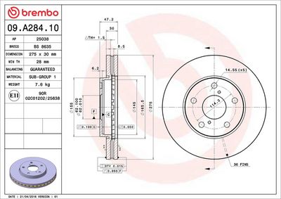 Bremžu diski BREMBO 09.A284.10