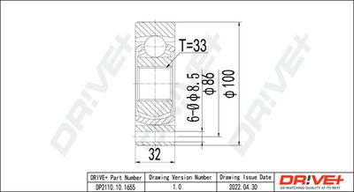 Шарнирный комплект, приводной вал Dr!ve+ DP2110.10.1655